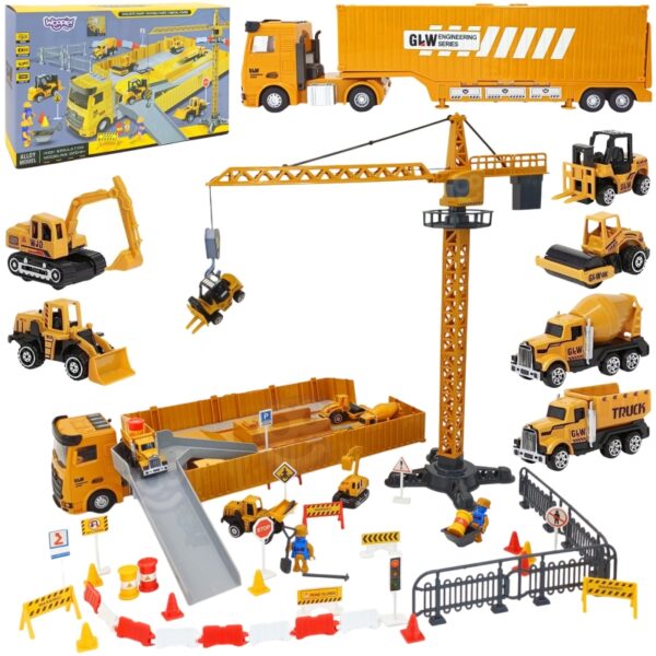 WOOPIE  Samochód Ciężarowy 6w1 Zestaw Budowy Dźwig Resoraki Akcesoria